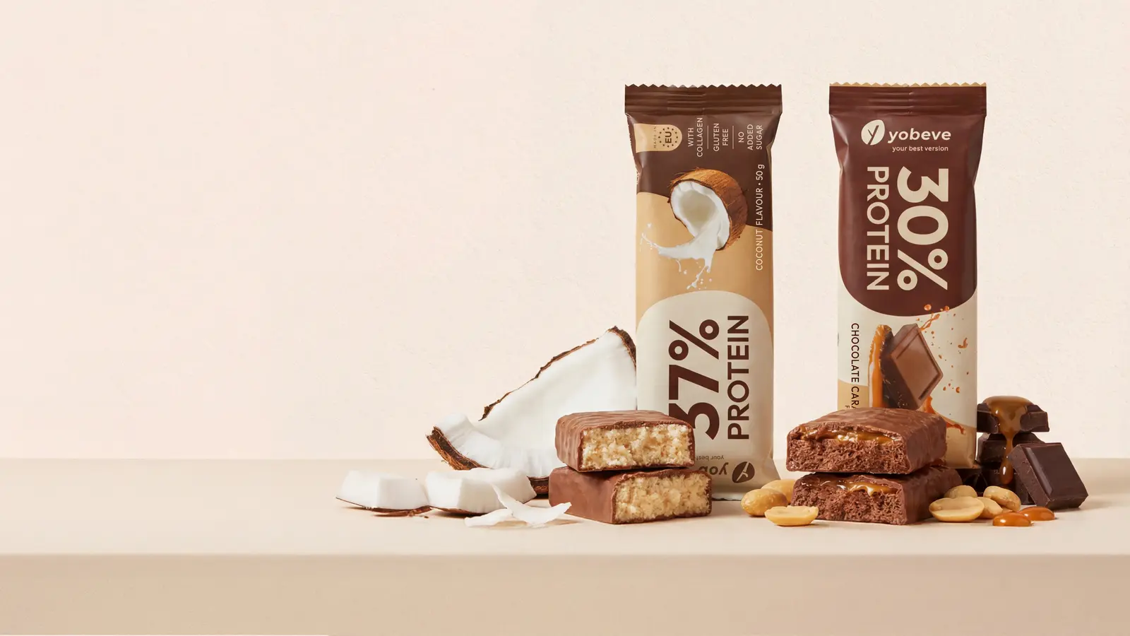 assorted yobeve protein bars showing practical daily protein snack options
